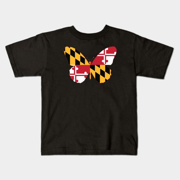 Maryland Butterfly Kids T-Shirt by Wickedcartoons
